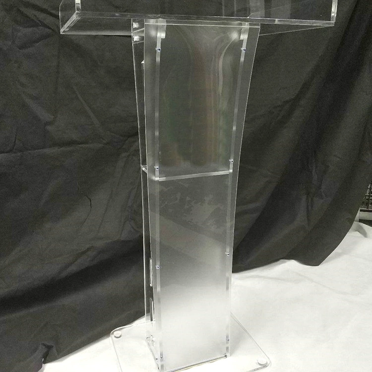 Transparent Lighting Acrylic School Lectern Acrylic Platform Podium Church Pulpit